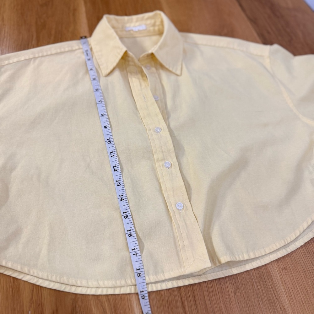 NIA Butter Yellow Gaiac Top Cropped Button Down Relaxed Fit Shirt - Small - Picture 4 of 11